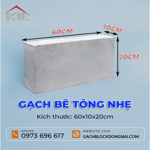 Gạch bê tông khí chưng áp aac 60x10x20