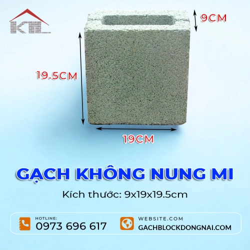 Gạch không nung mi 9x19x19.5